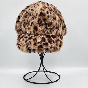Leopard Print Faux Fur Hat With Adjustable Strap